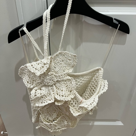 NWT Cult Gaia Nazanin Crochet Halter Top Off White M - Picture 5 of 9